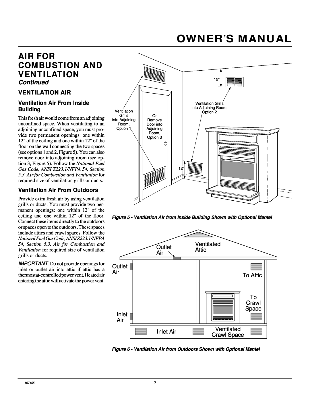 Desa FMH26TN Ventilation Air From Inside Building, Ventilation Air From Outdoors, Air For Combustion And Ventilation 