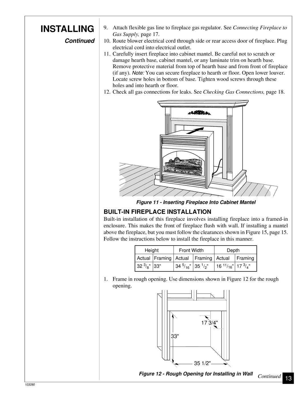 Desa FPVF33PR installation manual Installing, BUILT-IN Fireplace Installation 