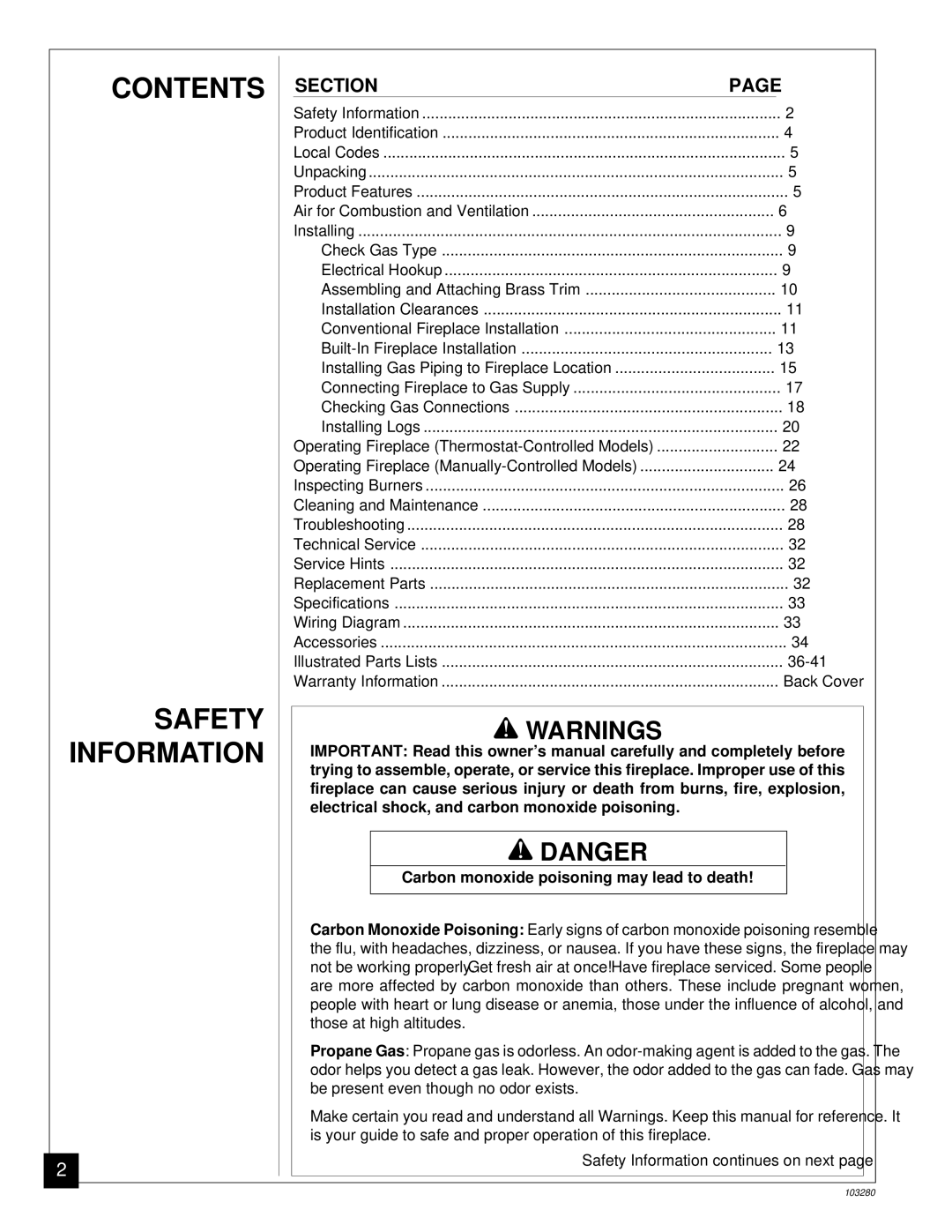 Desa FPVF33PR installation manual Contents Safety Information 