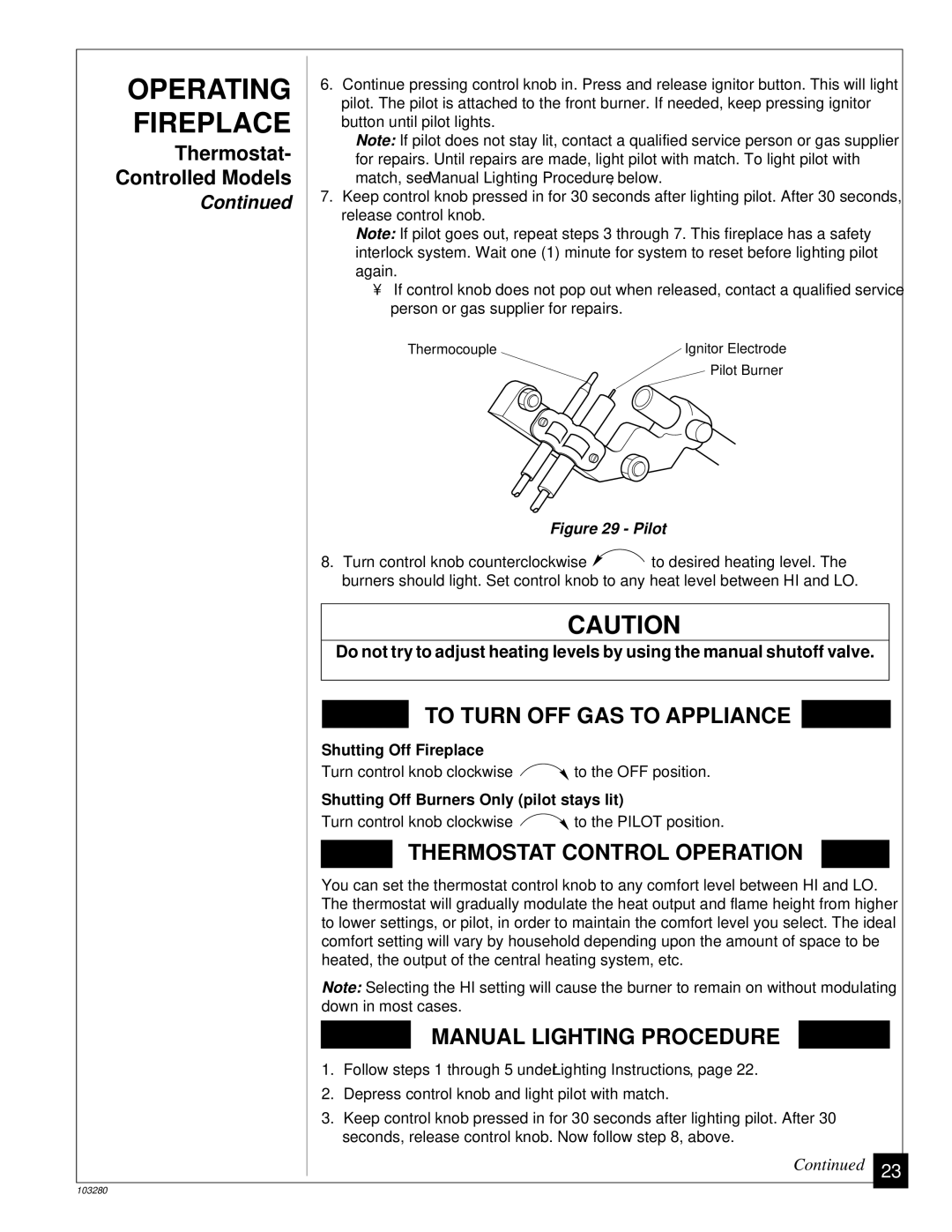 Desa FPVF33PR installation manual Operating, Fireplace 