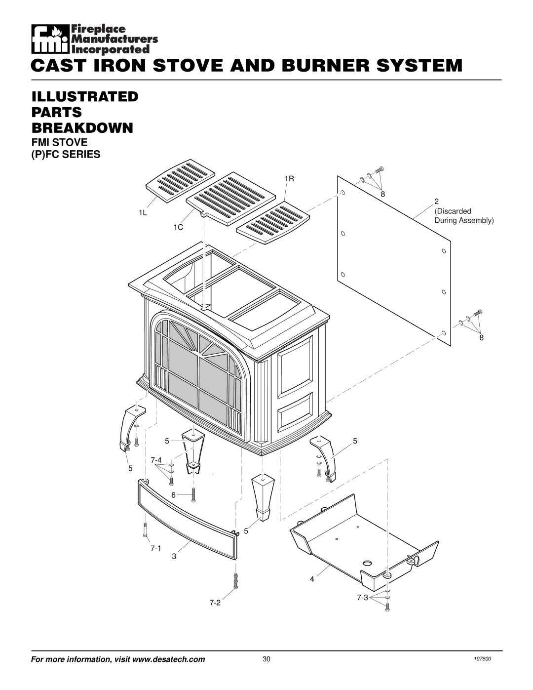 Desa FSBVBNC, FSBVBPC installation manual FMI Stove PFC Series 