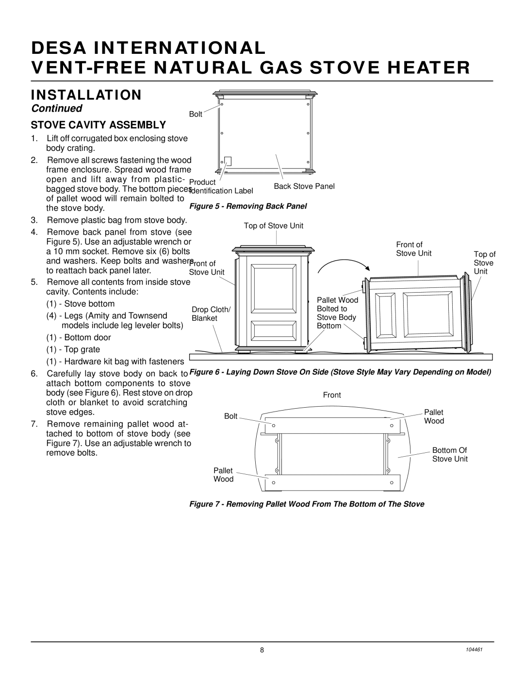 Desa (F)SVYD18NR installation manual Stove Cavity Assembly, Use an adjustable wrench or 