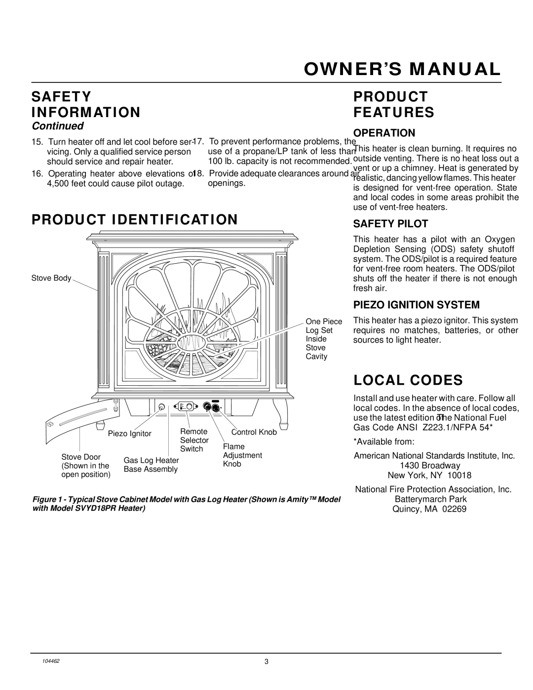 Desa FSVYD18P installation manual Product Features, Product Identification, Local Codes 