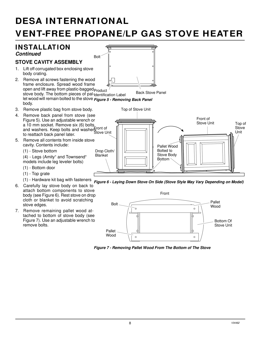 Desa FSVYD18P installation manual Stove Cavity Assembly, Stove bottom 