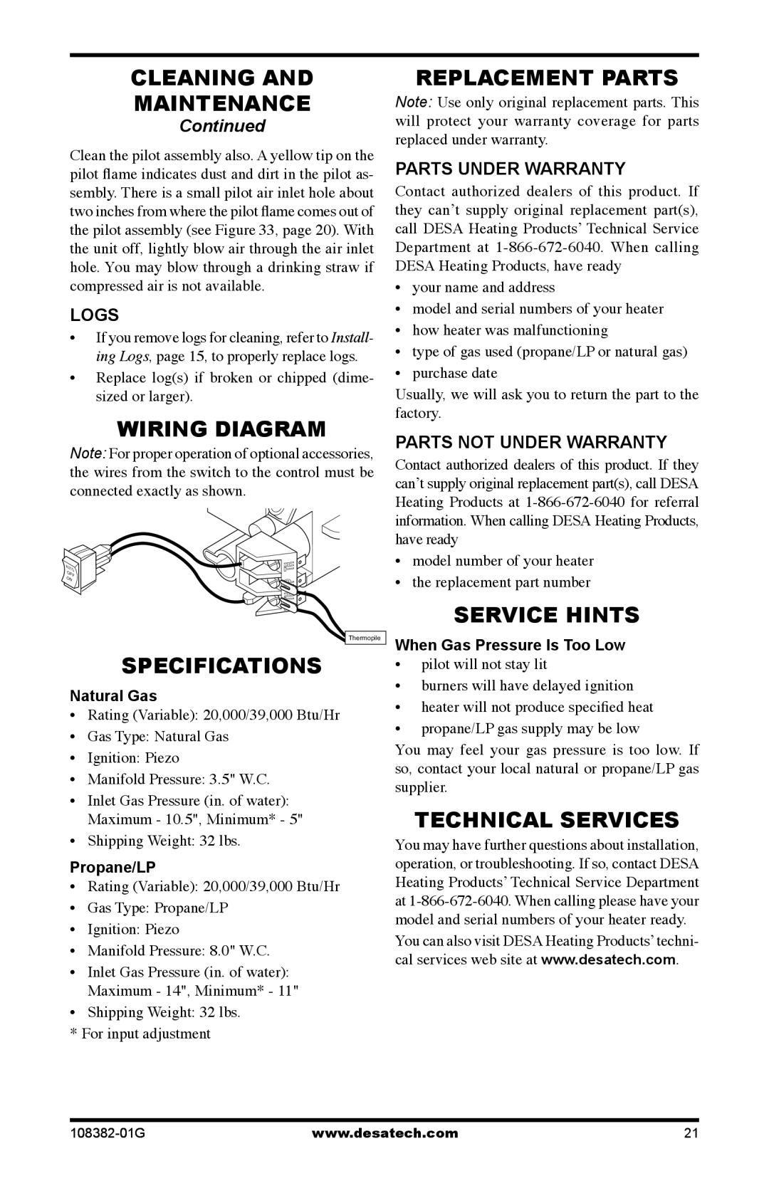 Desa FVFM27PR installation manual Cleaning Maintenance 