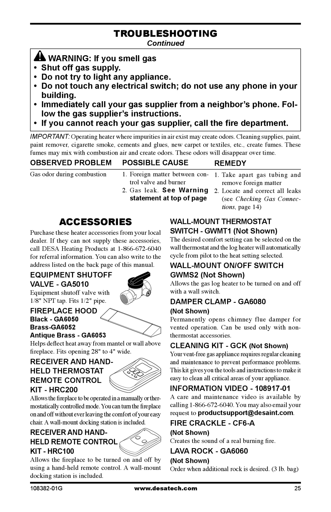 Desa FVFM27PR Receiver and Hand Held Thermostat Remote Control, Receiver and Hand Held Remote Control, Damper Clamp GA6080 