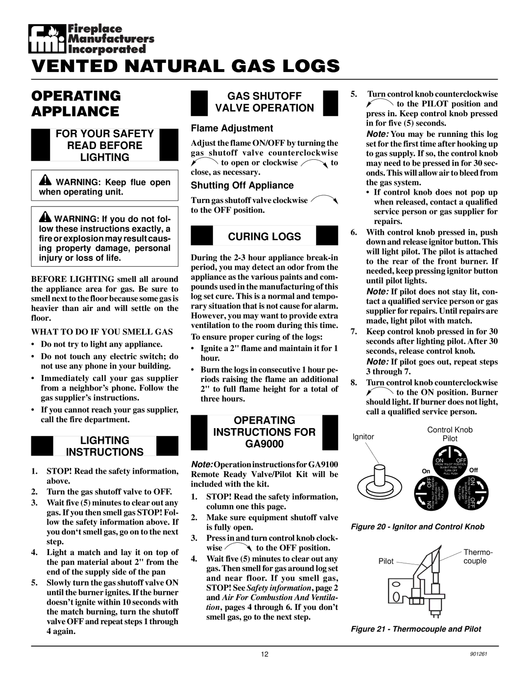 Desa FVMR24, FVMR18 installation manual Operating Appliance 