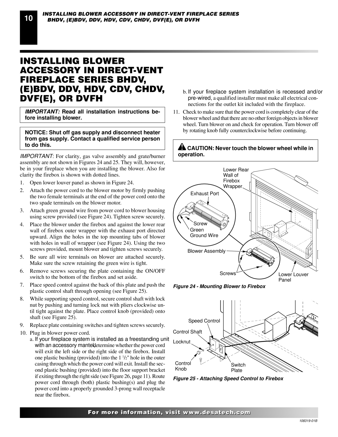 Desa Ga3750a installation instructions Panel 