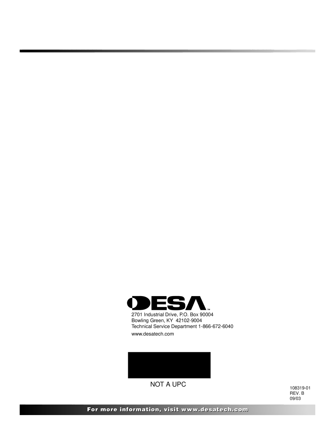 Desa Ga3750a installation instructions Not a UPC 