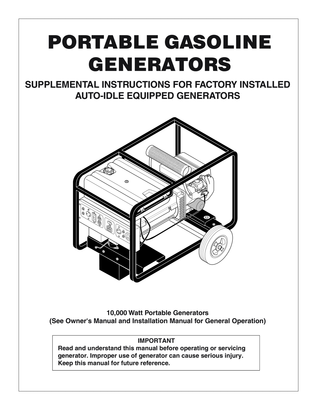 Desa GENERATOR owner manual Portable Gasoline Generators, Supplemental Instructions For Factory Installed, Auto-Id, Eset 