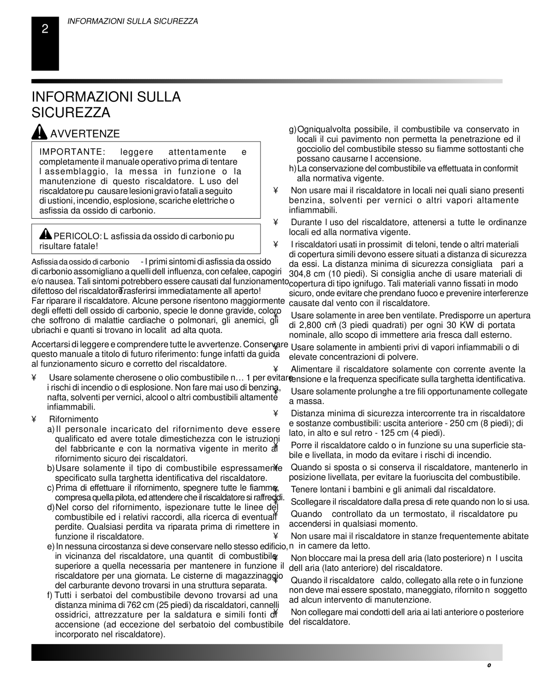 Desa GK20, GK30 owner manual Informazioni Sulla Sicurezza, Avvertenze, Funzione il riscaldatore 