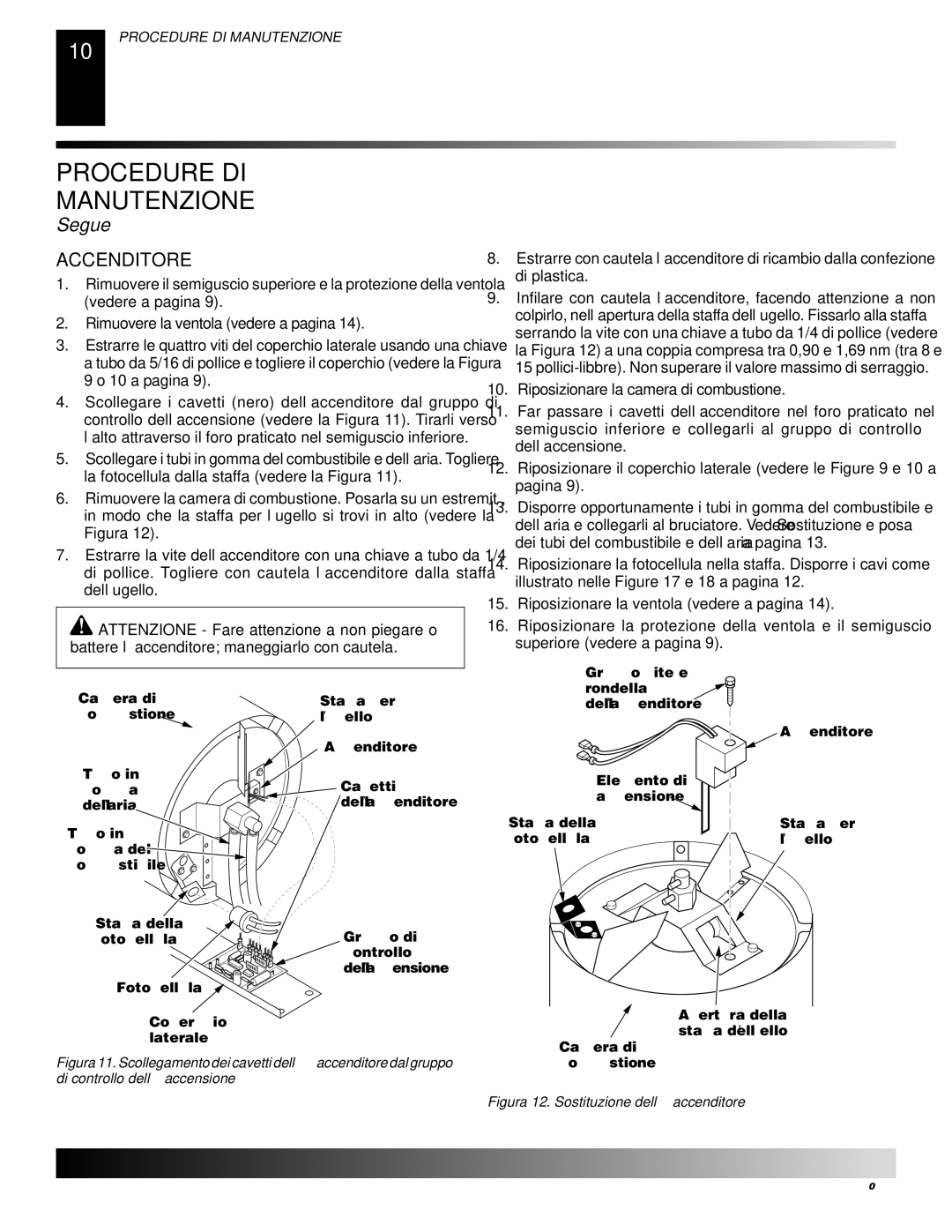 Desa GK20, GK30 owner manual Accenditore, Figura 12. Sostituzione dell’accenditore 