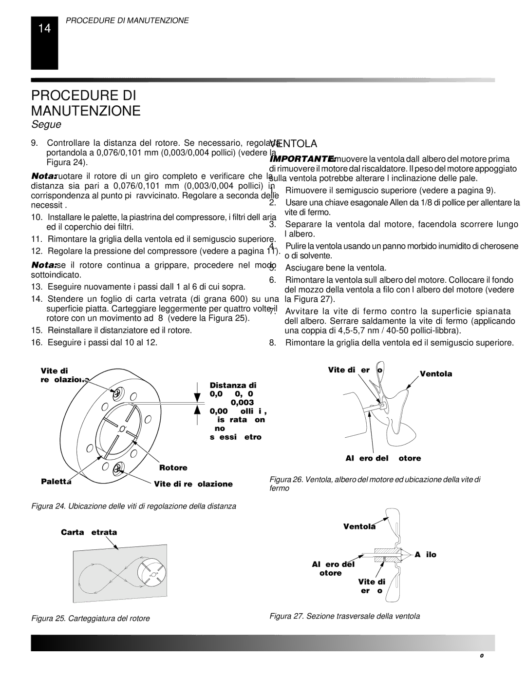 Desa GK20, GK30 owner manual Ventola, Figura 25. Carteggiatura del rotore 