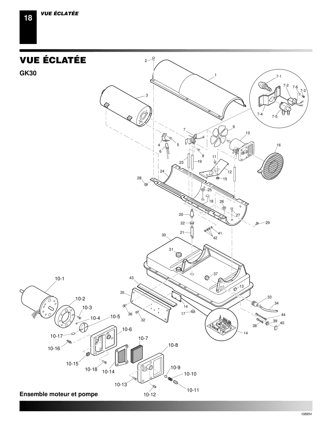 Desa GK20 owner manual GK30, Ensemble moteur et pompe 