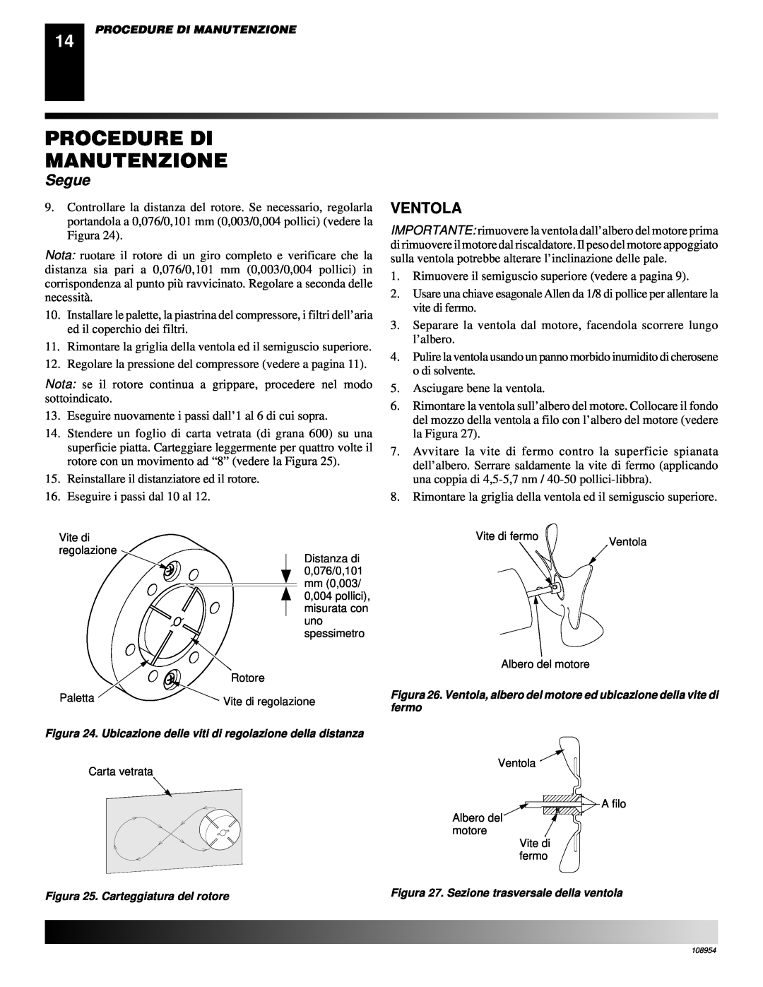 Desa GK20, GK30 owner manual Ventola, Procedure Di Manutenzione, Segue 