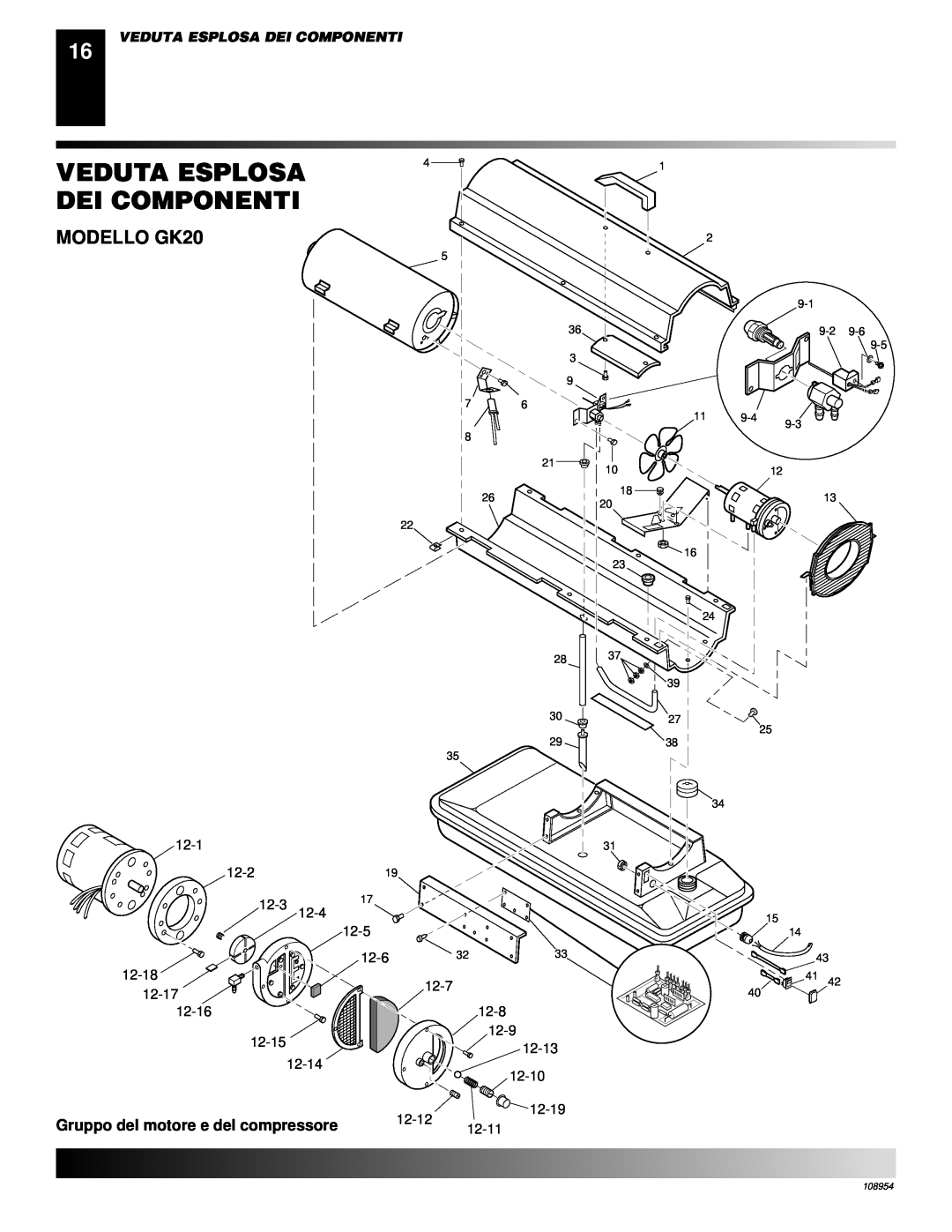 Desa GK30 owner manual Veduta Esplosa Dei Componenti, MODELLO GK20 