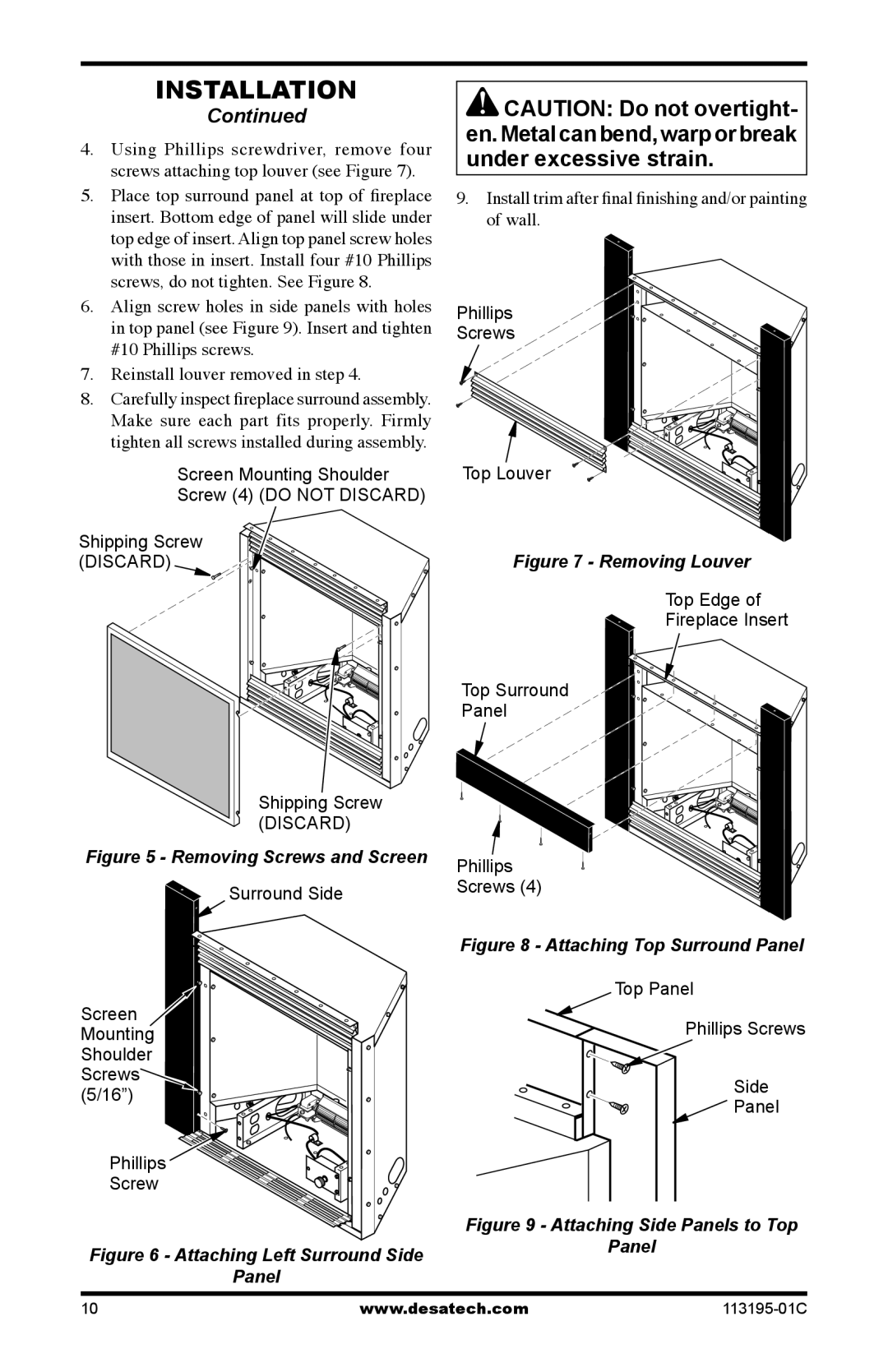 Desa GS38 installation manual Removing Screws and Screen 