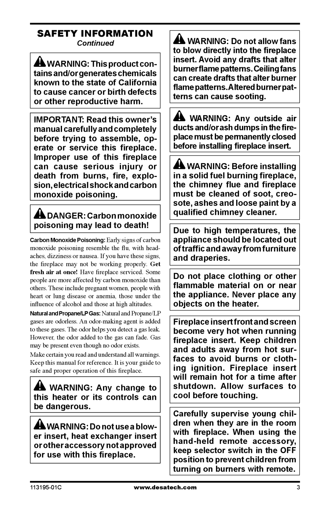 Desa GS38 installation manual Safety Information 