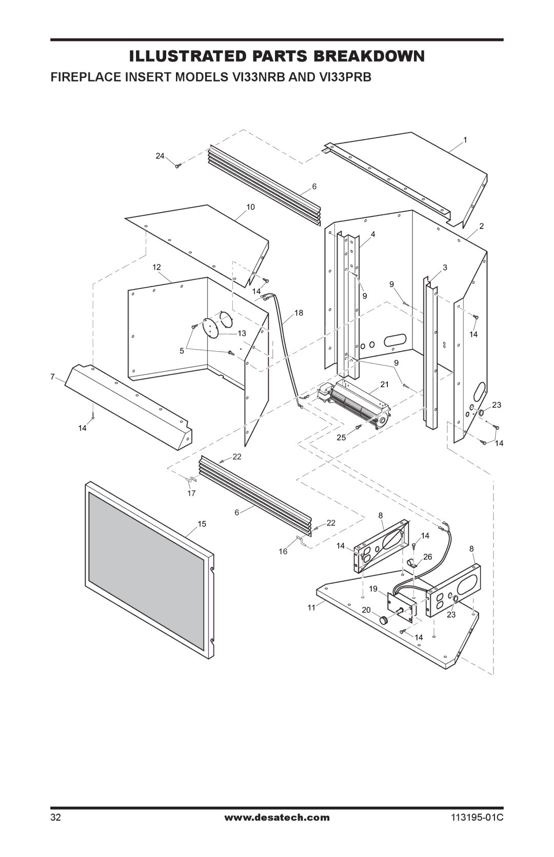 Desa GS38 installation manual Fireplace Insert Models VI33NRB and VI33PRB 