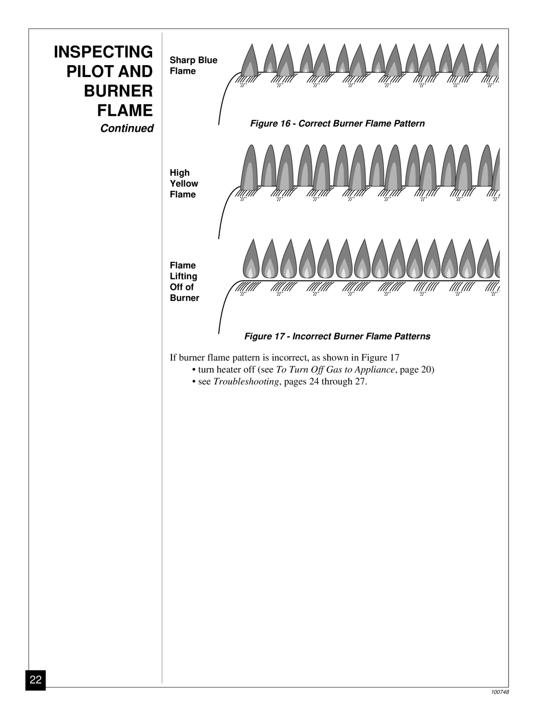 Desa GVC50PA, GVC35PA, GVC65PA installation manual Correct Burner Flame Pattern 