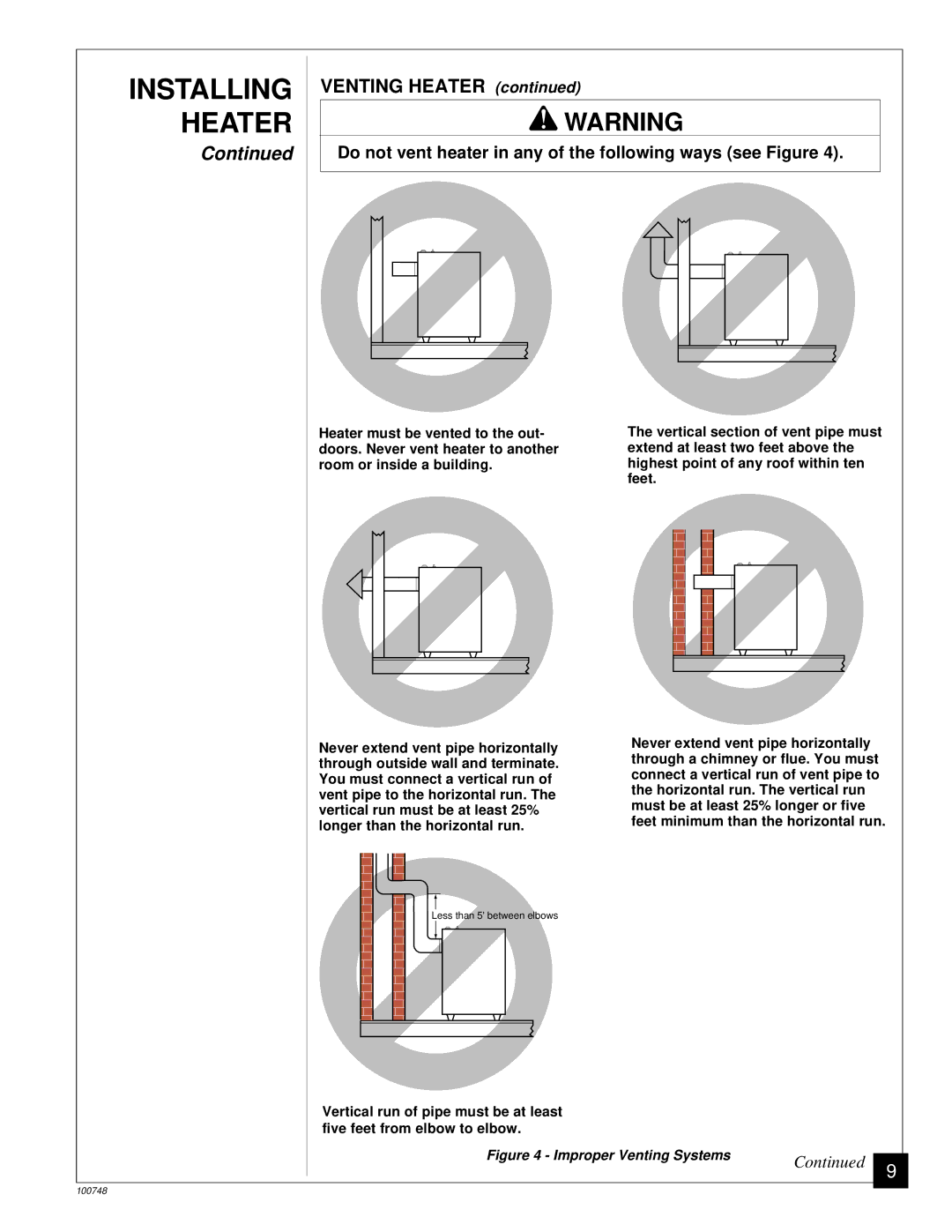 Desa GVC35PA, GVC50PA, GVC65PA installation manual Venting Heater, Do not vent heater in any of the following ways see Figure 