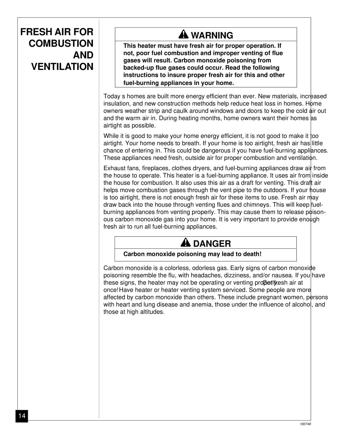 Desa GVC65NA, GVC50NA, GVC35NA installation manual Fresh AIR for Combustion and Ventilation 