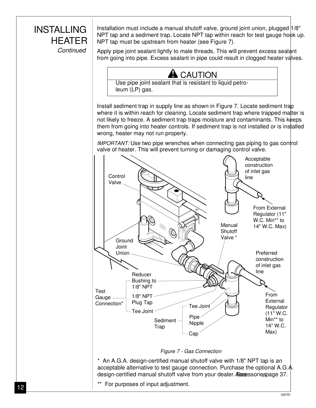 Desa GVR65BPA, GVR65PA, GVR50PA, GVR35PA, GVR50BPA installation manual Gas Connection 