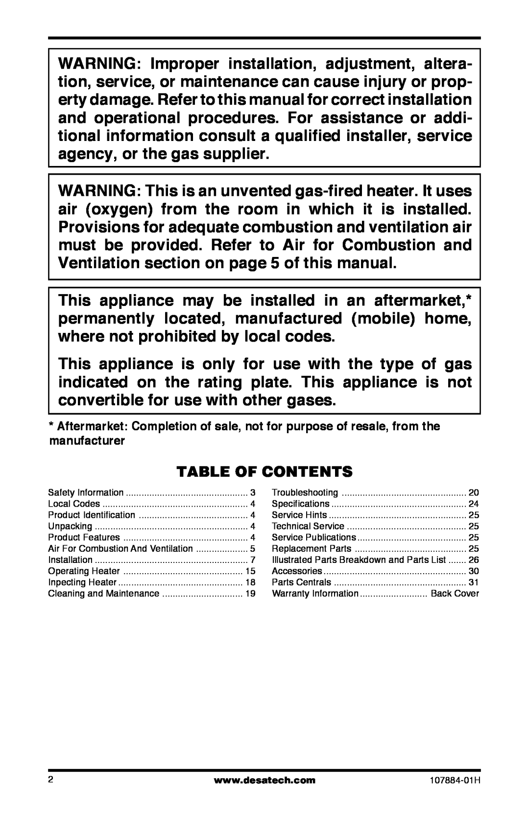 Desa GWP30T, GWP20T, GWN20T, WMN20, GN30T, GP30T, GWN30T installation manual Table Of Contents 