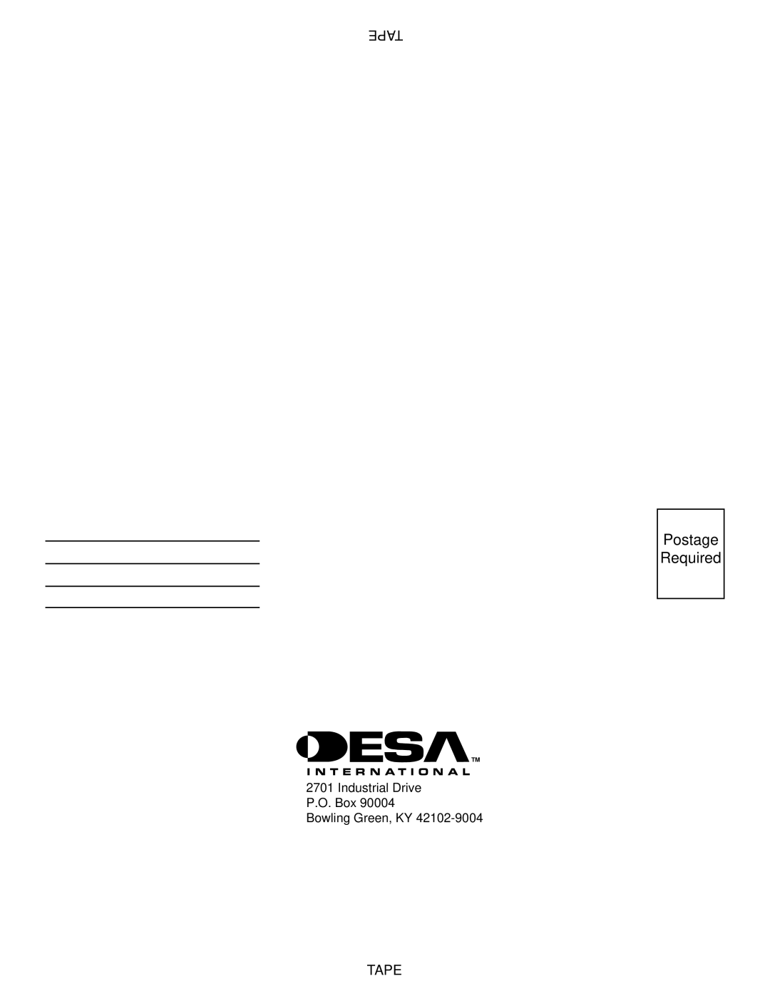 Desa GWN10T, GWRN10, GWN6, GWRP10, GWP10T, GWP6 installation manual Postage Required 