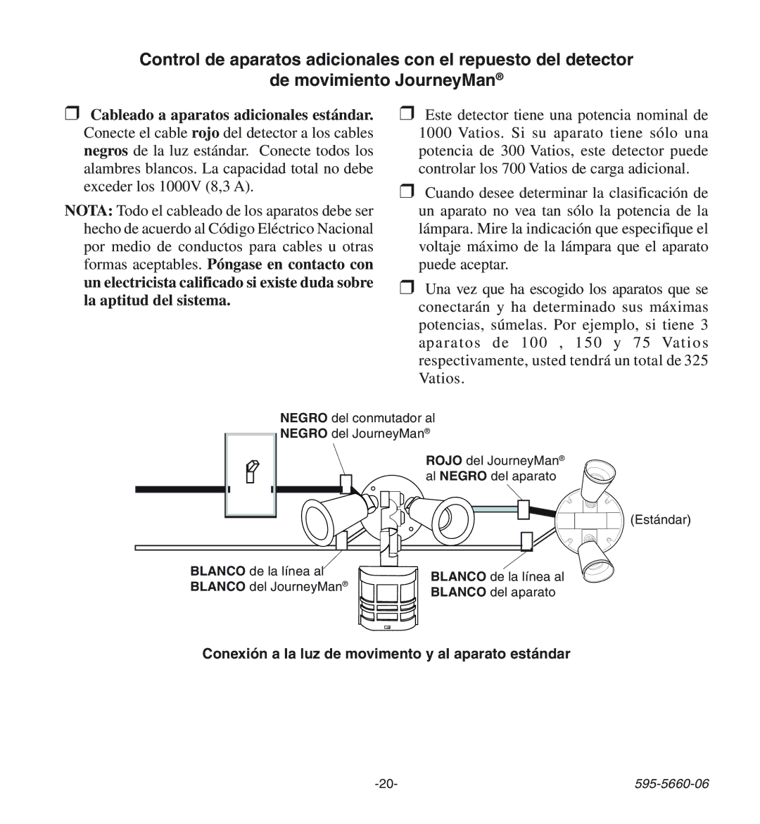 Desa HD-9140 manual Conexión a la luz de movimento y al aparato estándar 