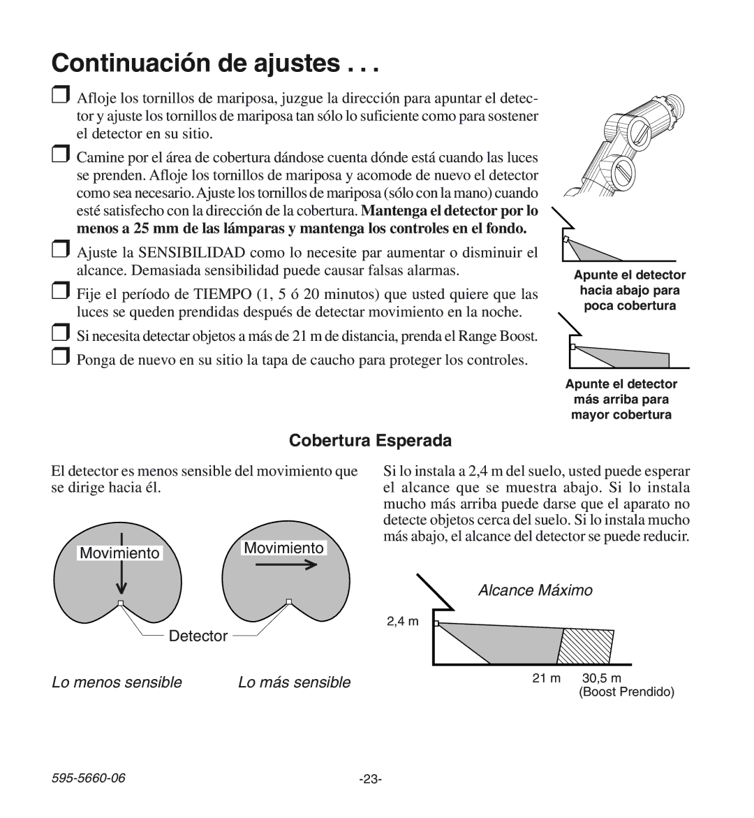 Desa HD-9140 manual Alcance Máximo, Lo menos sensible 