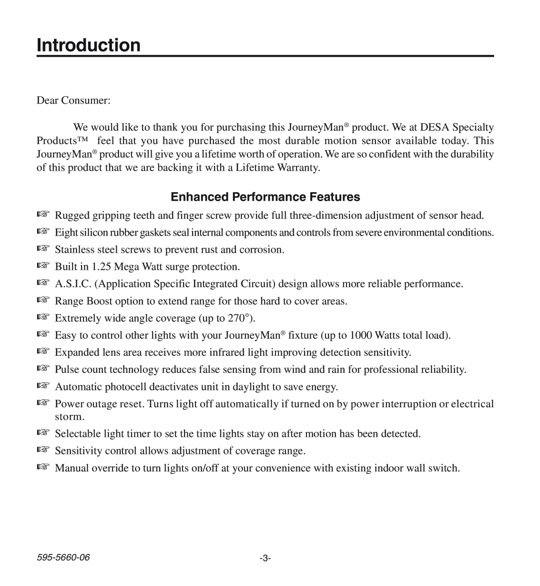 Desa HD-9140 manual Introduction, Enhanced Performance Features 