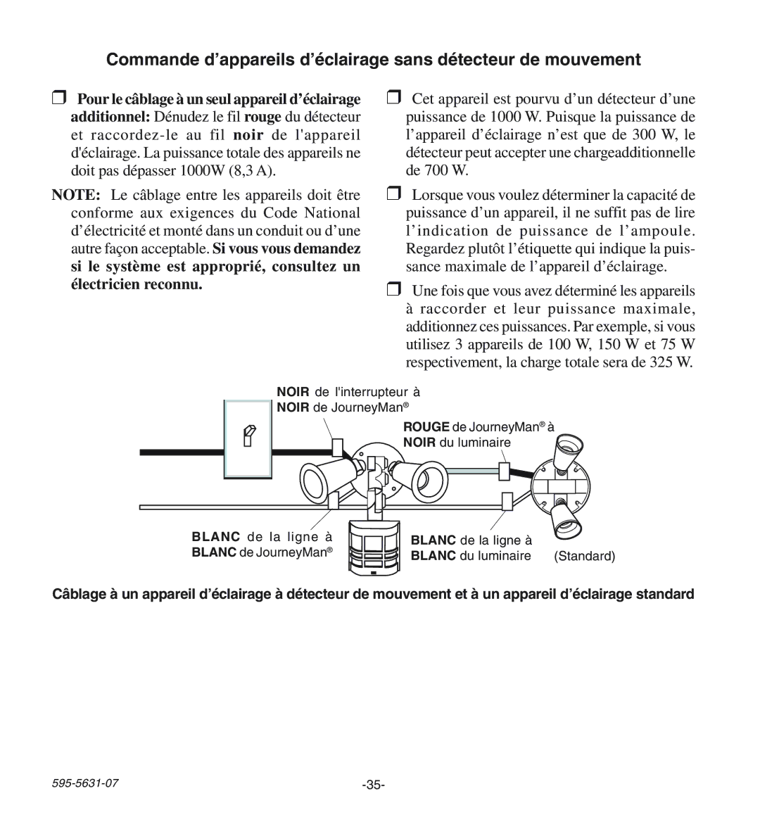 Desa HD-9240 Commande d’appareils d’éclairage sans détecteur de mouvement, Une fois que vous avez dŽterminŽ les appareils 