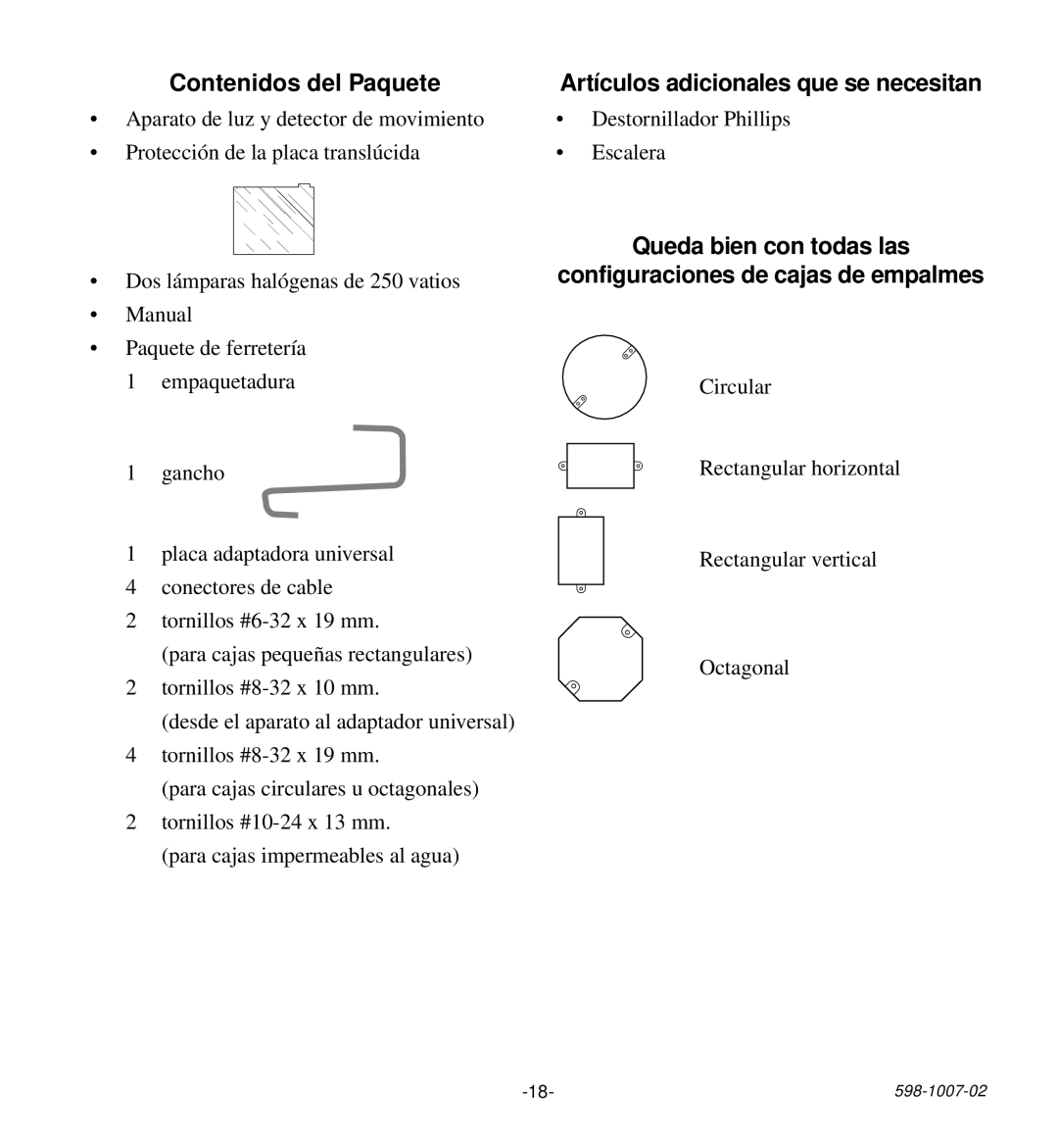 Desa HD-9260 manual Contenidos del Paquete, Artículos adicionales que se necesitan 