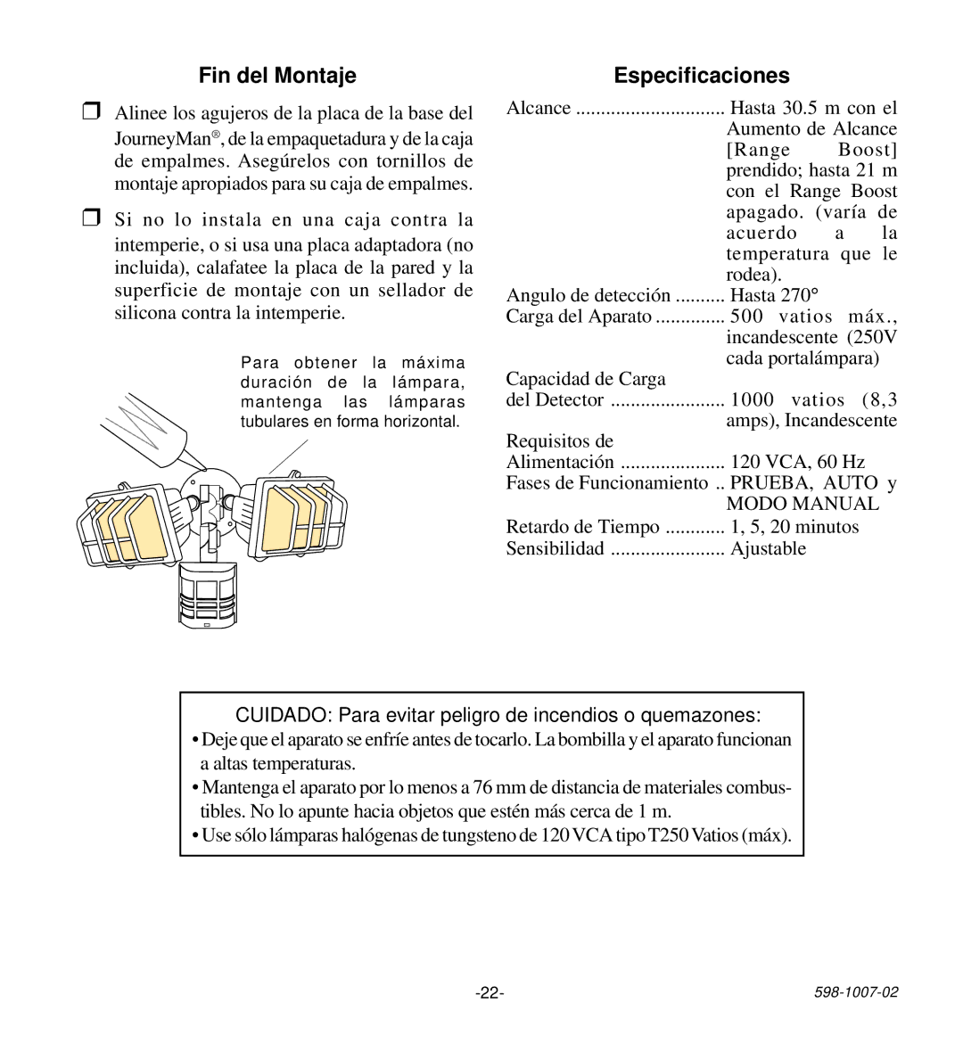 Desa HD-9260 manual Fin del Montaje, Especificaciones 