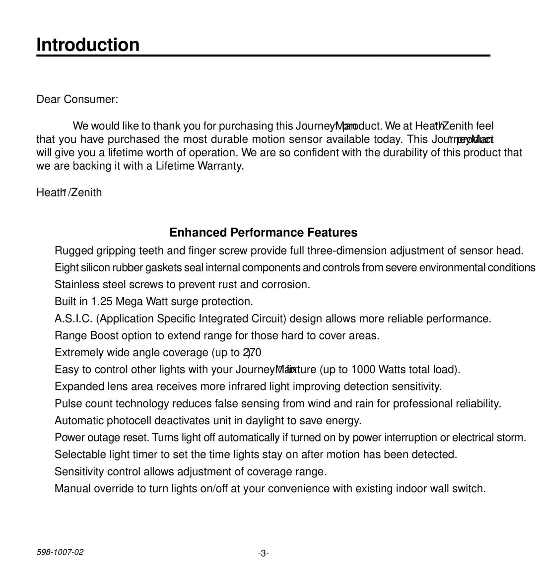 Desa HD-9260 manual Introduction, Enhanced Performance Features 