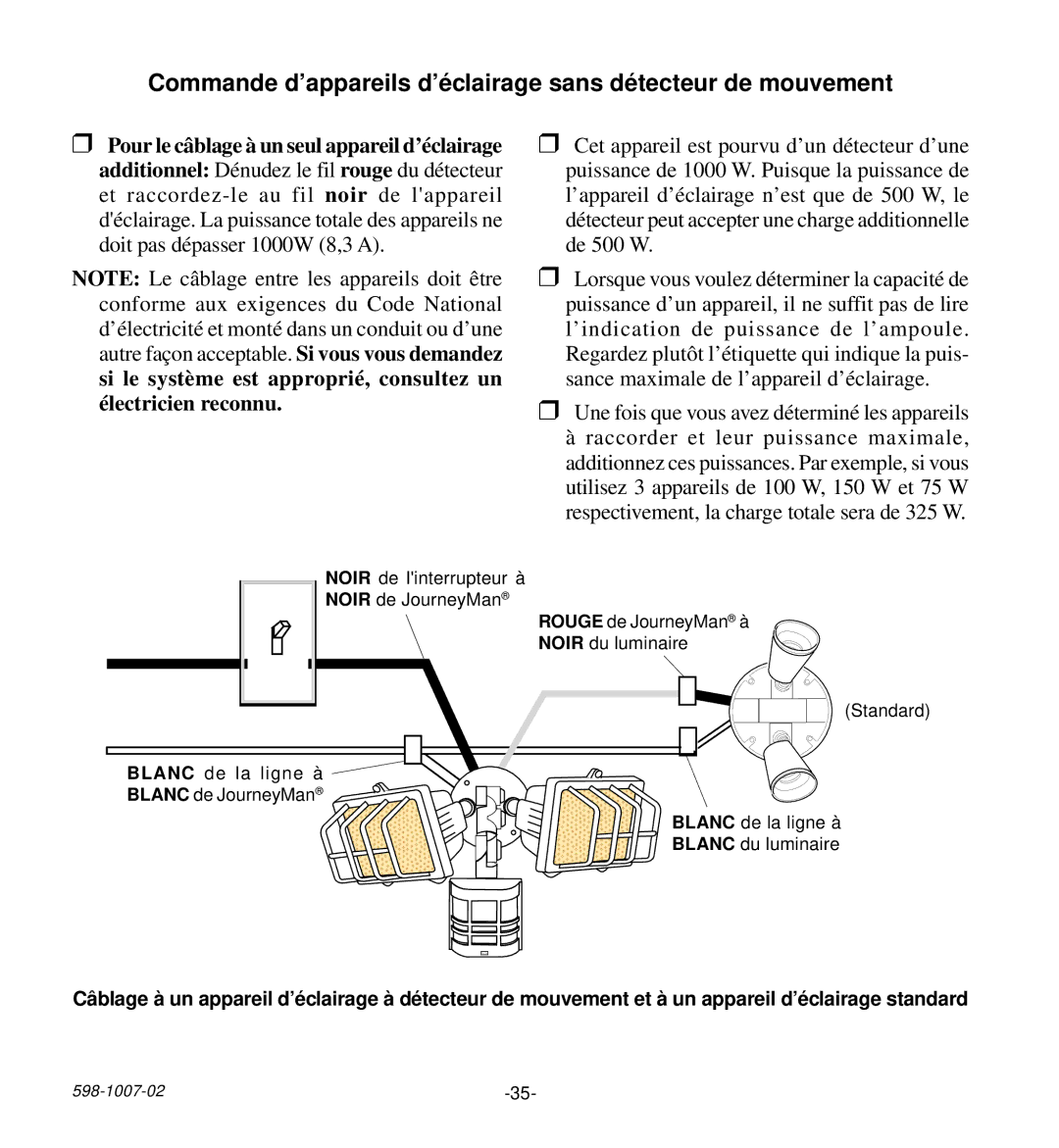 Desa HD-9260 manual Commande d’appareils d’éclairage sans détecteur de mouvement 