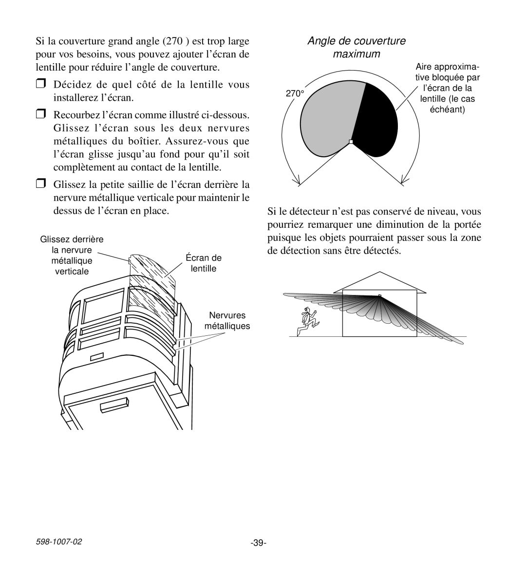 Desa HD-9260 manual Angle de couverture Maximum 