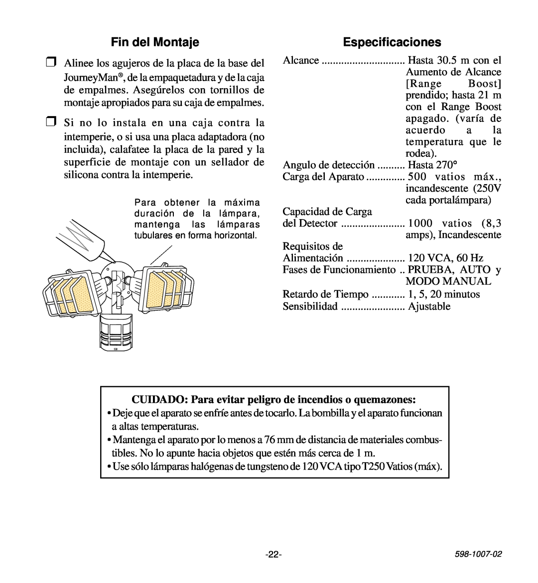 Desa HD-9260 manual Fin del Montaje, Especificaciones 