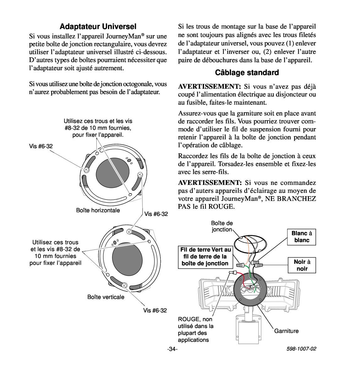 Desa HD-9260 manual Adaptateur Universel, Câblage standard 