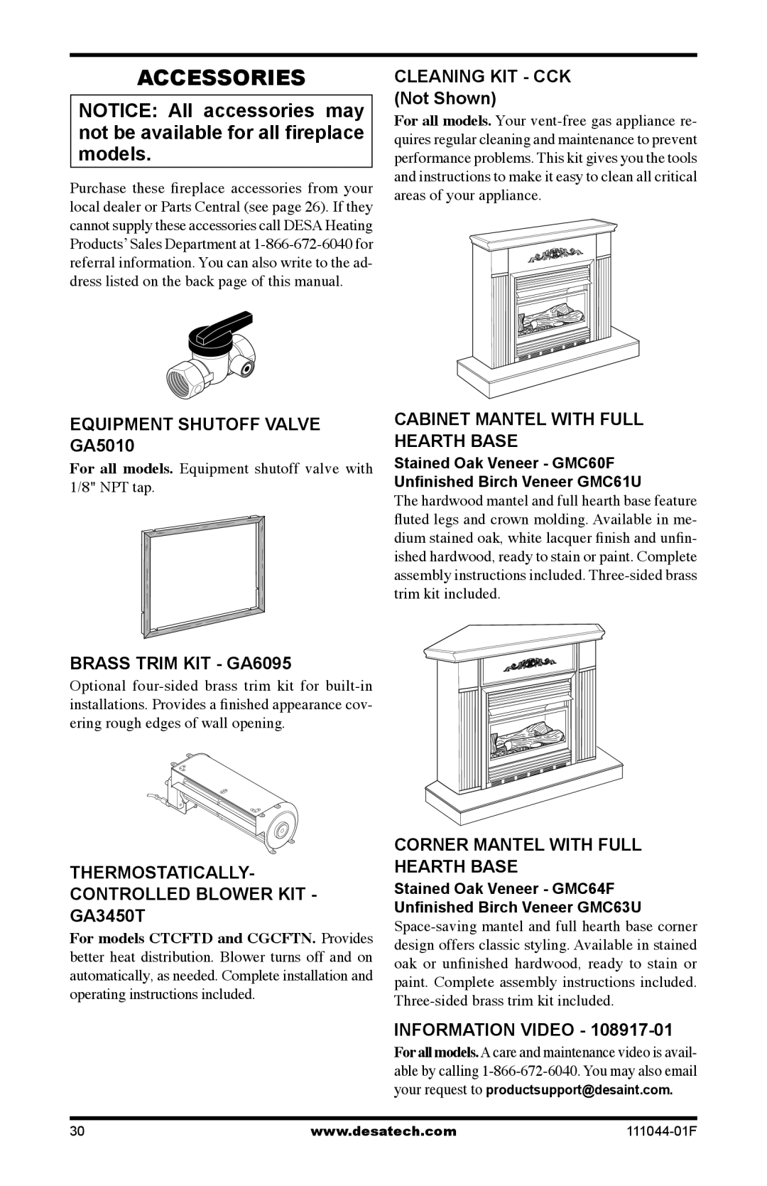 Desa HDCFTN, CGCFTP, CGCFTN 14 installation manual Accessories 