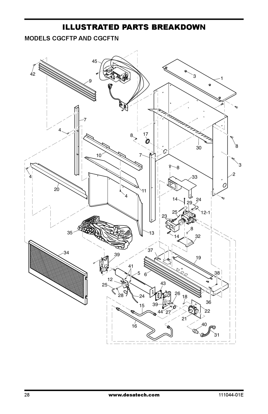 Desa HDCFTP installation manual Illustrated Parts Breakdown, Models Cgcftp and Cgcftn 