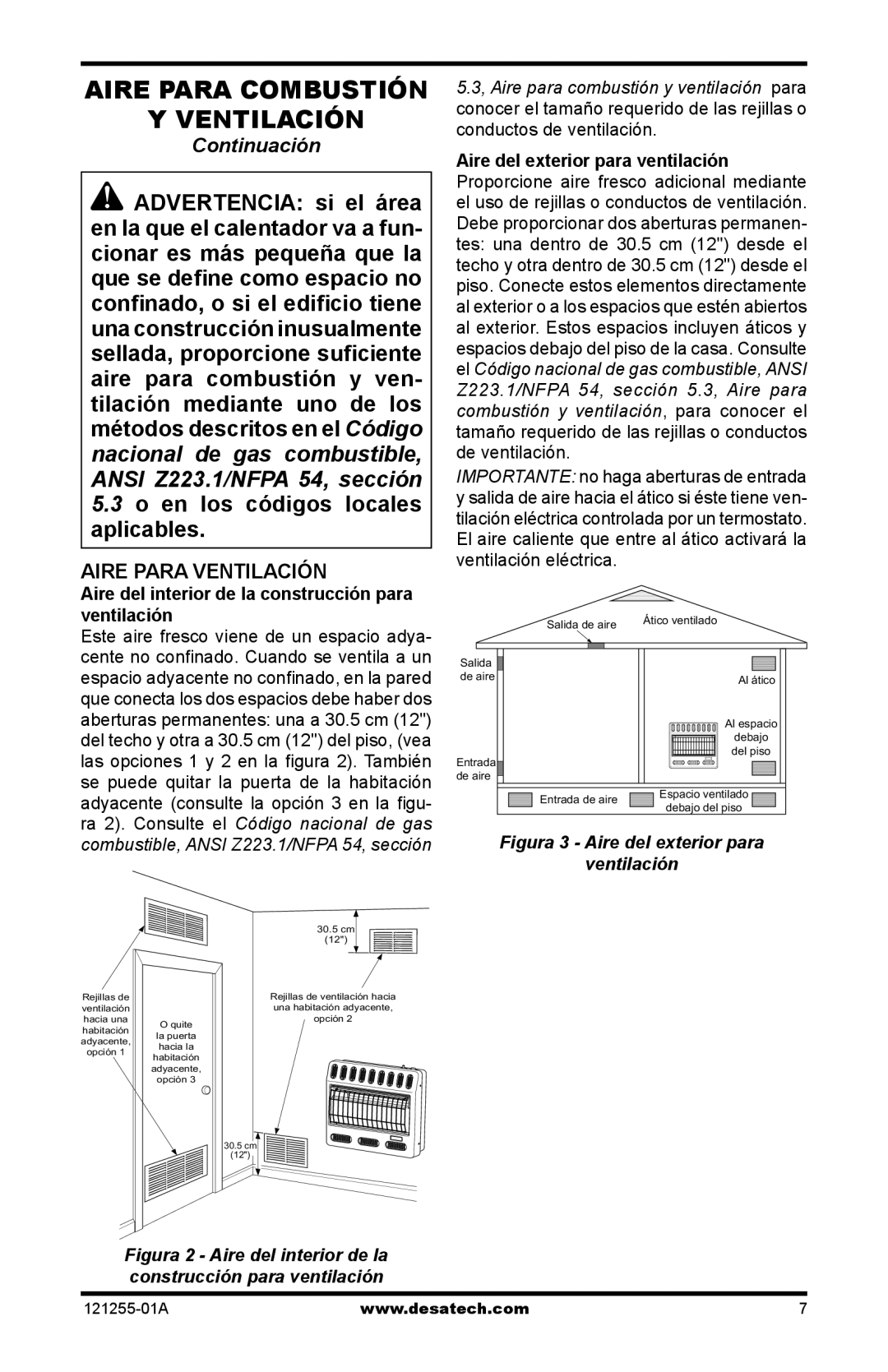 Desa LCR30NT, HDR18NT, LCR26PT, LCR18NT, HDR26PT Aire Para Ventilación, Aire del interior de la construcción para ventilación 