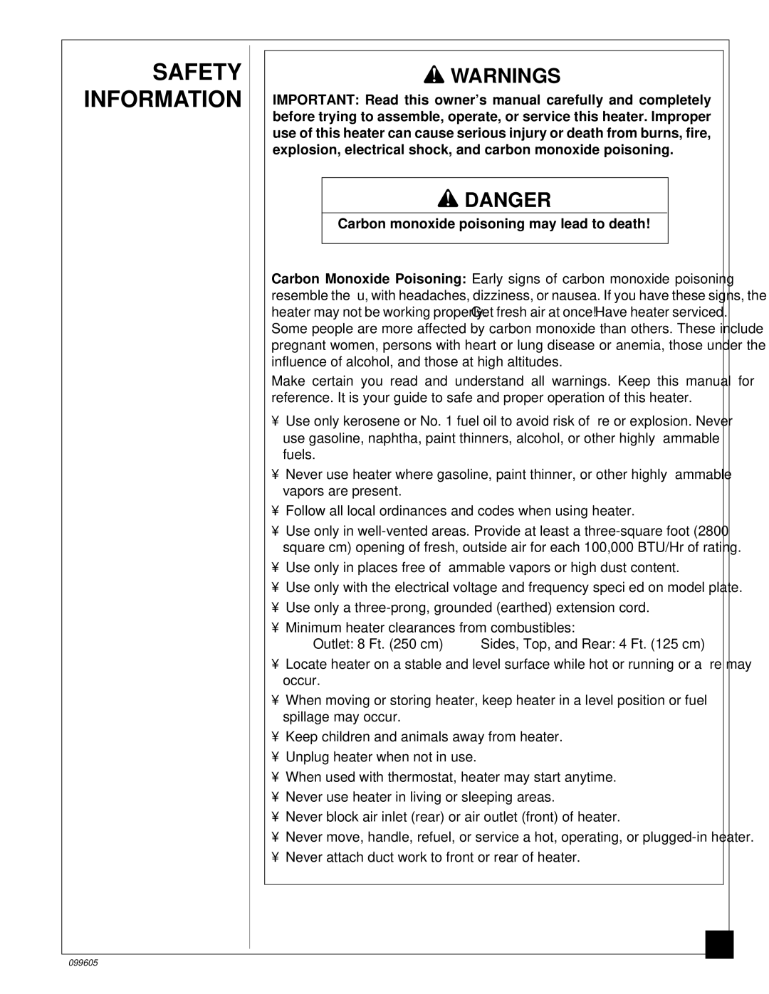 Desa H.S.I. Series owner manual Safety Information, Carbon monoxide poisoning may lead to death 