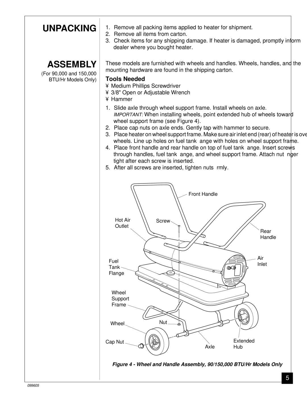 Desa H.S.I. Series owner manual Unpacking Assembly, Tools Needed 