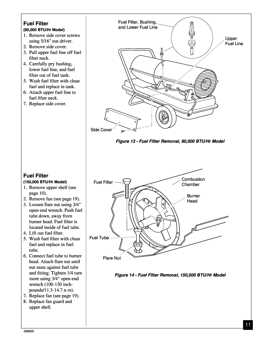 Desa H.S.I. Series owner manual Fuel Filter, Remove side cover 