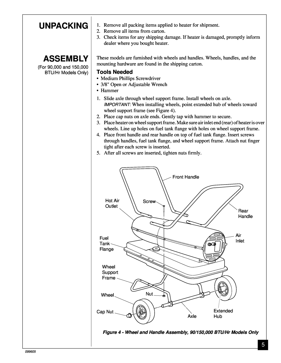 Desa H.S.I. Series owner manual Unpacking Assembly, Tools Needed 