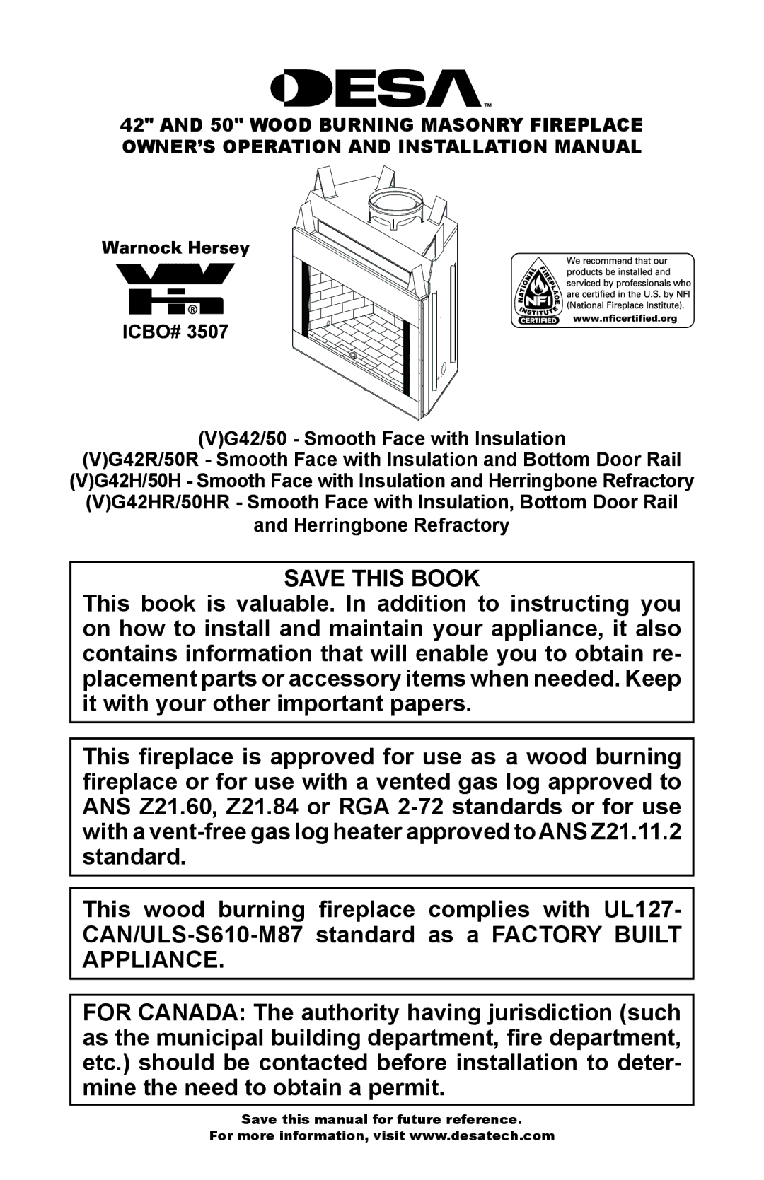 Desa ICBO# 3507 installation manual Save this Book 