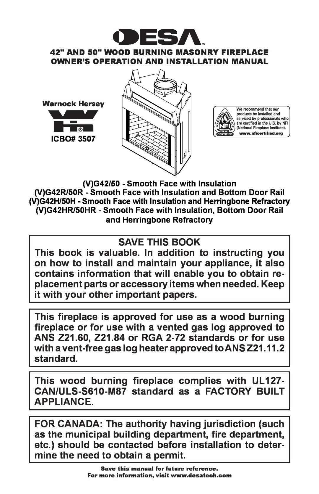 Desa ICBO# 3507 installation manual Save This Book 