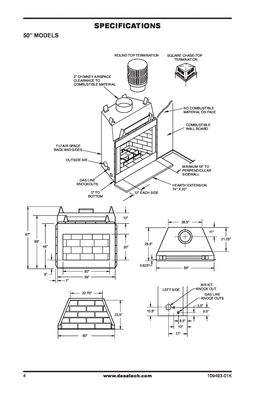 Desa ICBO# 3507 installation manual Specifications, Models 